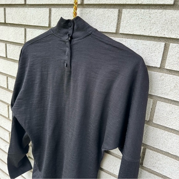 Vintage Bogner Made Italy Wool Layer Mock Neck Feather Embroidered Black Shirt - Picture 5 of 11